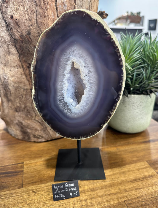 Agate Geode on Stand