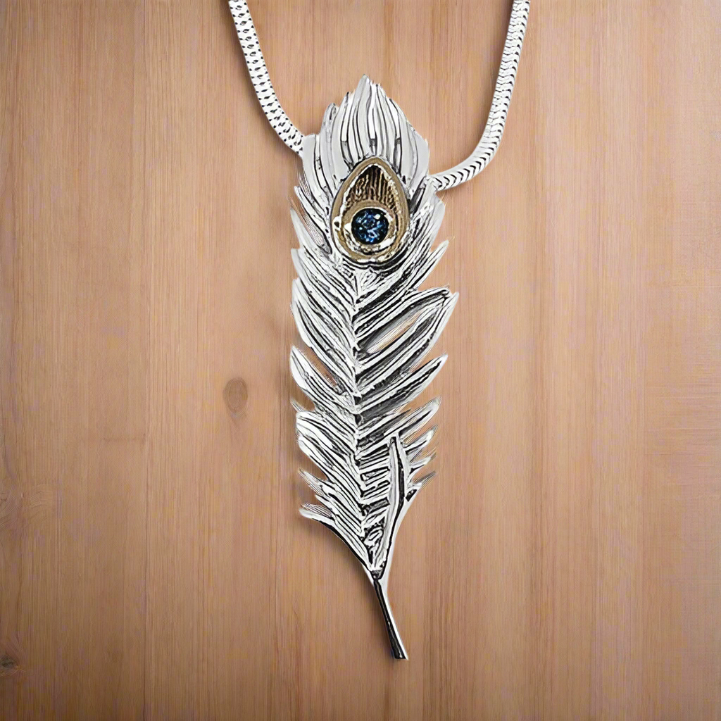 HOT Peacock Feather Necklace Peacock Necklace Silver Peacock
