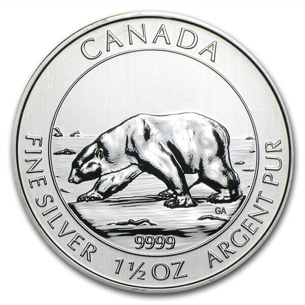 Canadian $8 Polar Bear 1.5 Oz Silver Coin • 2013