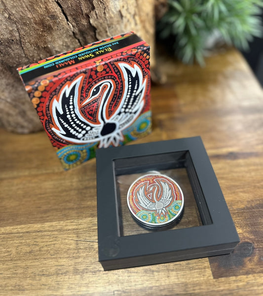 Black Swan MAALI 2oz Silver Antiqued Coloured Coin • 2022