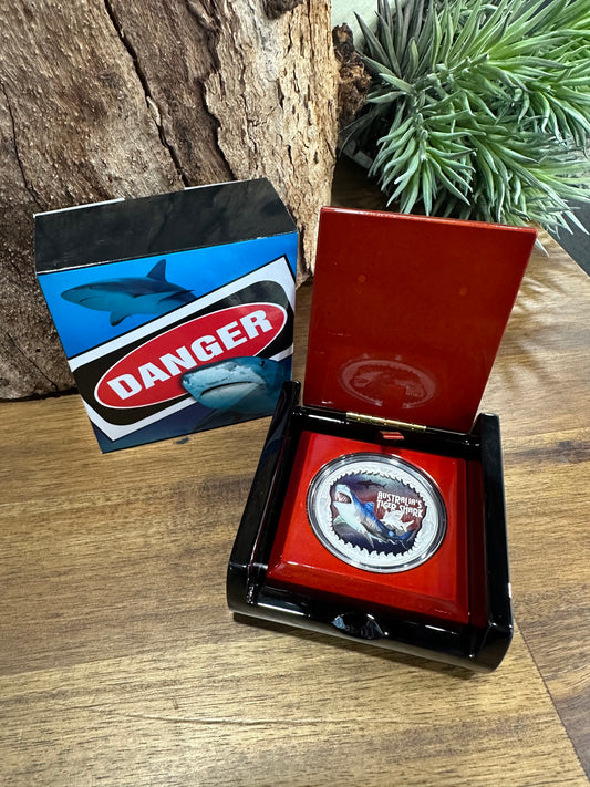 Deadly & Dangerous $1 Tiger Shark 1 Oz Silver Proof coin • 2023