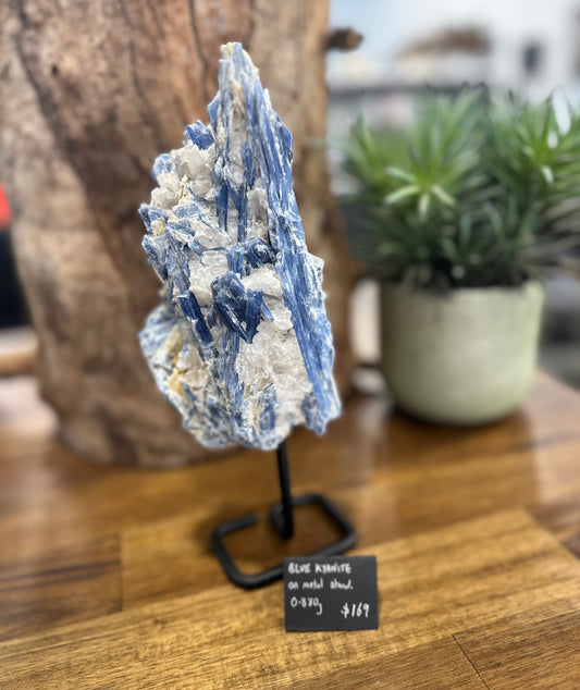 Blue Kyanite on stand