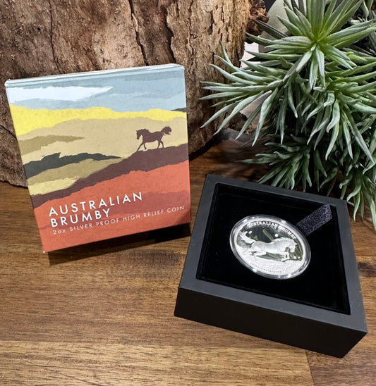 Australian Brumby 2oz Silver Proof High Relief Coin • 2021