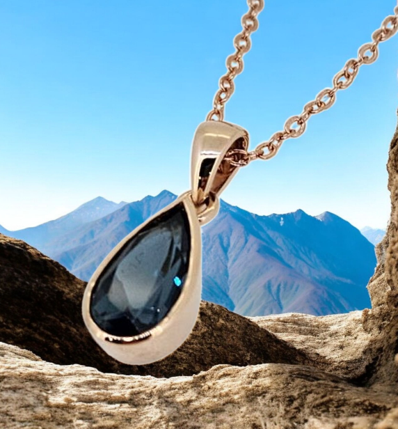 Long Teardrop Pendant - London Blue Topaz