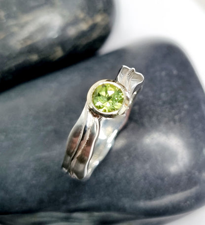 Fallen Leaves Solitaire Ring Sterling Silver