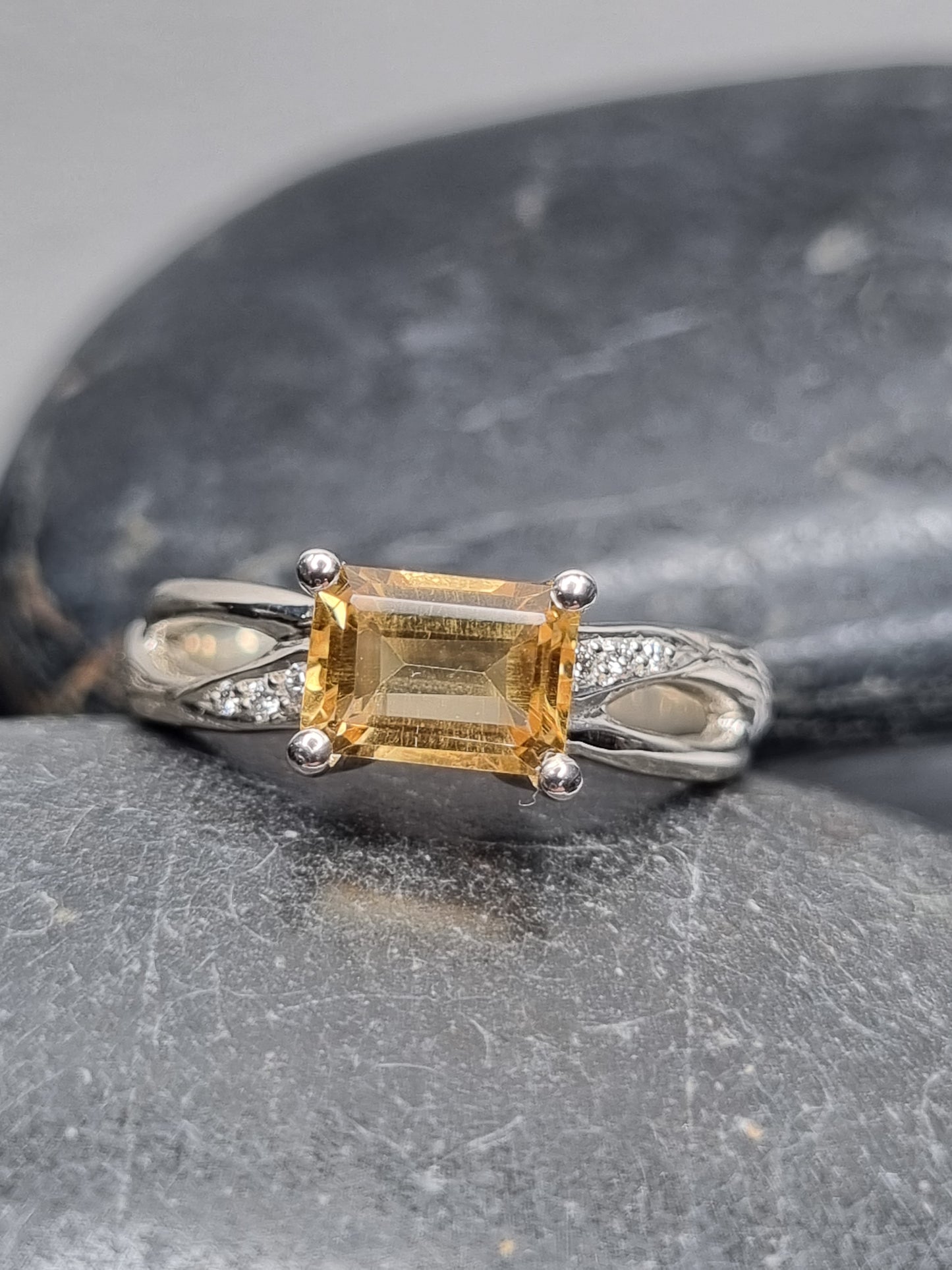 Citrine Twisted Branch Ring