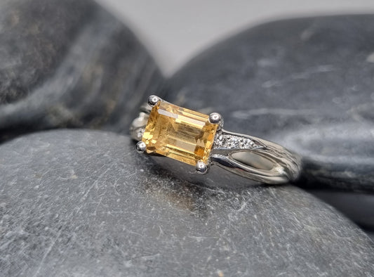 Citrine Twisted Branch Ring