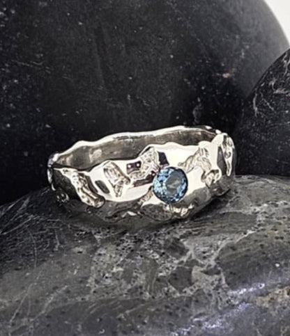 Freeform Crevasse Ring - Blue Topaz