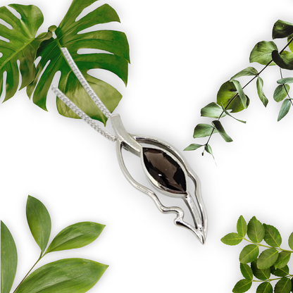 Open Leaf Pendant - Smoky Quartz