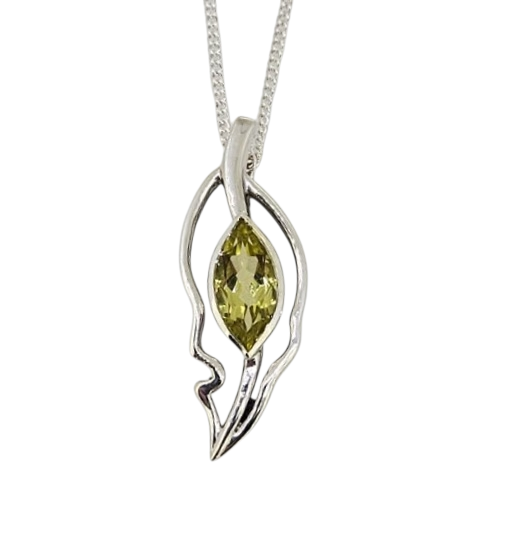 Open Leaf Pendant - Lemon Quartz