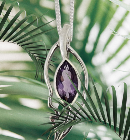 Open Leaf Pendant - Amethyst