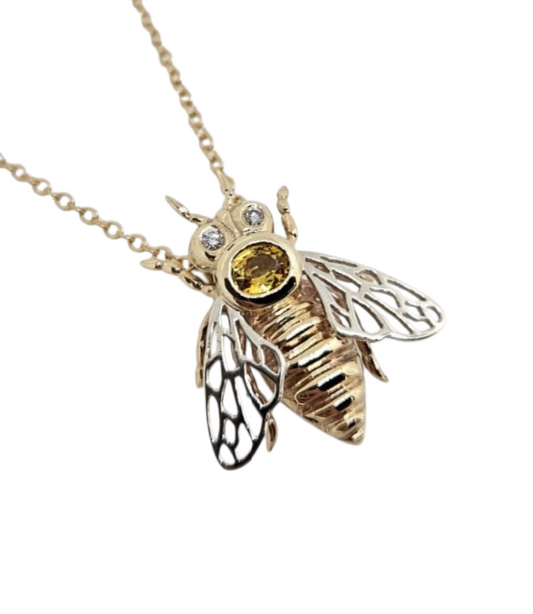 European Queen Bee Pendant • Yellow Sapphire
