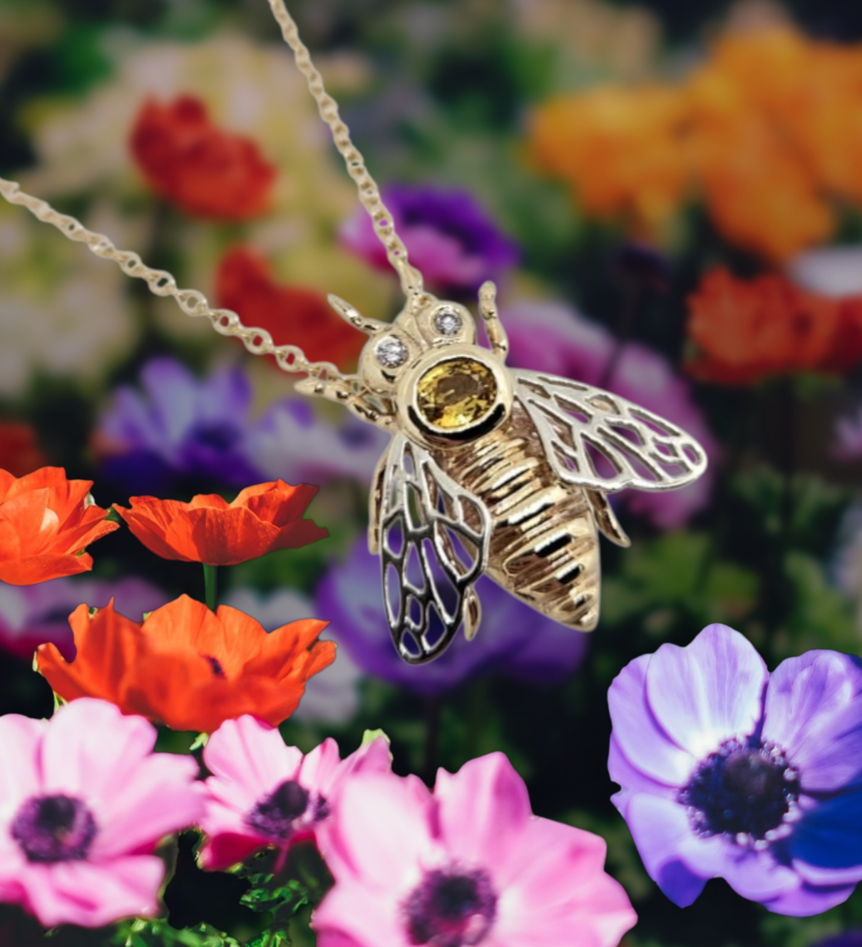 European Queen Bee Pendant • Yellow Sapphire