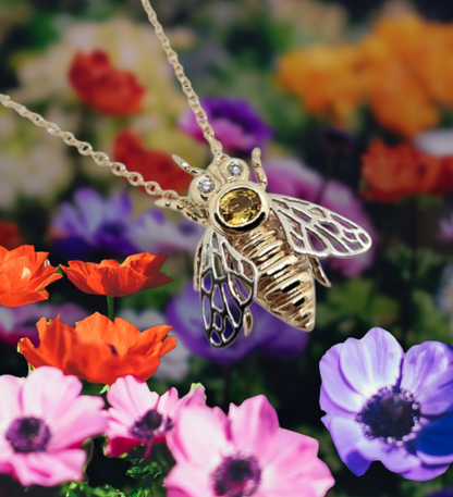 European Queen Bee Pendant • Yellow Sapphire