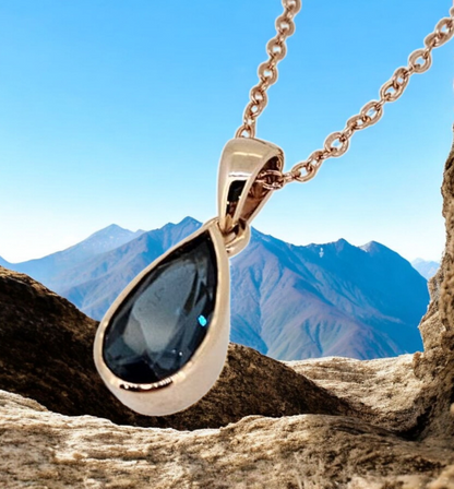 Long Teardrop Pendant - London Blue Topaz