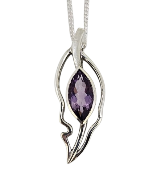 Open Leaf Pendant - Amethyst