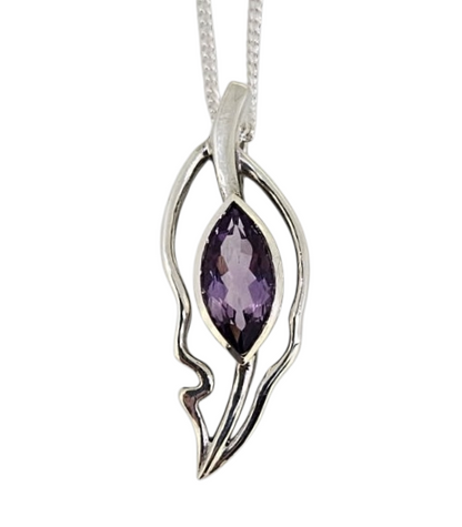 Open Leaf Pendant - Amethyst