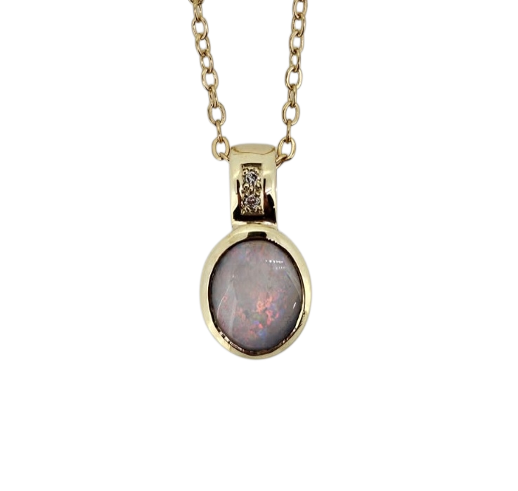 Small Oval Pendant • White Opal