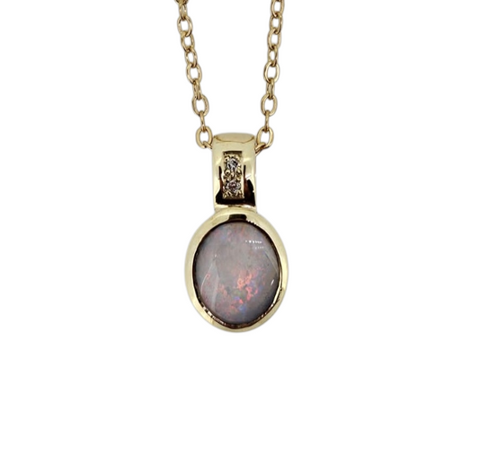 Small Oval Pendant • White Opal