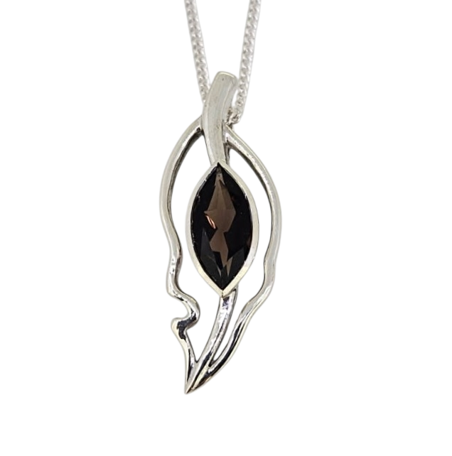 Open Leaf Pendant - Smoky Quartz