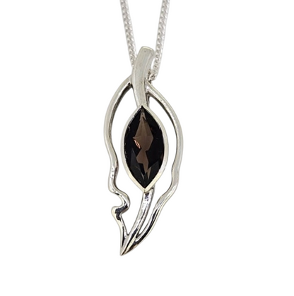 Open Leaf Pendant - Smoky Quartz