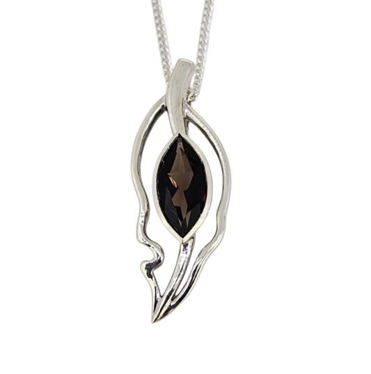 Open Leaf Pendant - Smoky Quartz