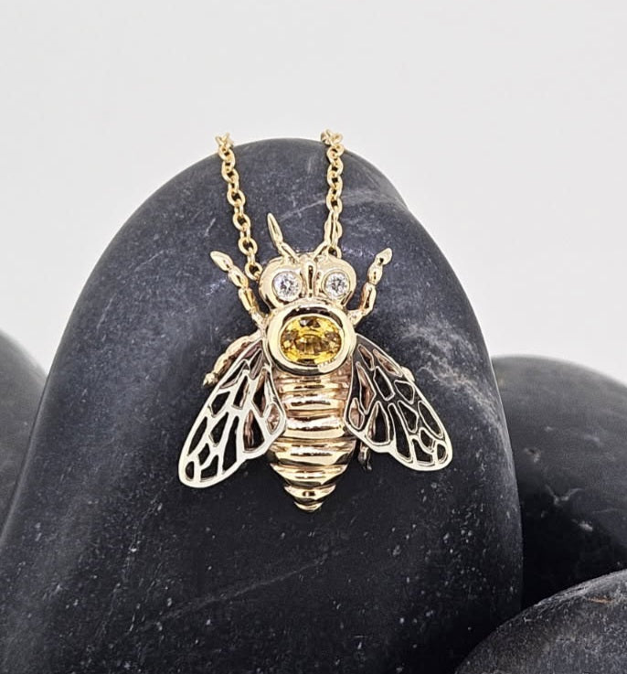 European Queen Bee Pendant • Yellow Sapphire