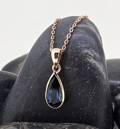 Long Teardrop Pendant - London Blue Topaz