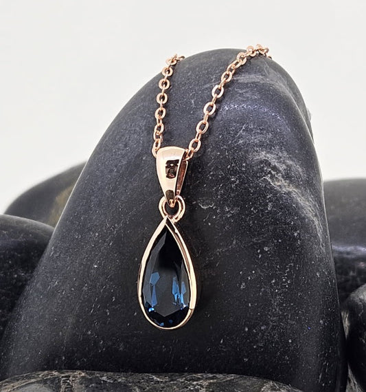 Long Teardrop Pendant - London Blue Topaz