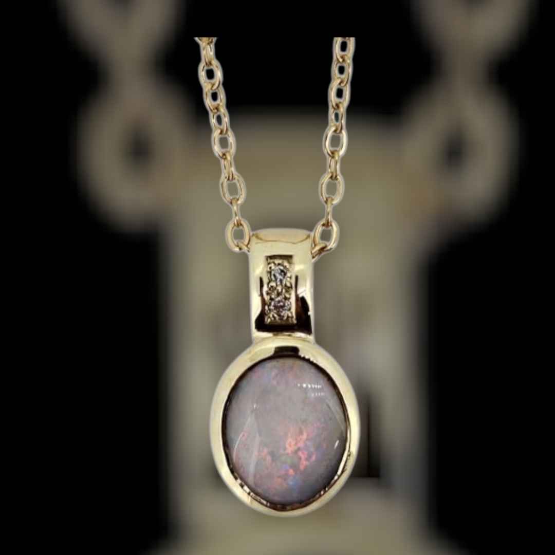 Small Oval Pendant • White Opal