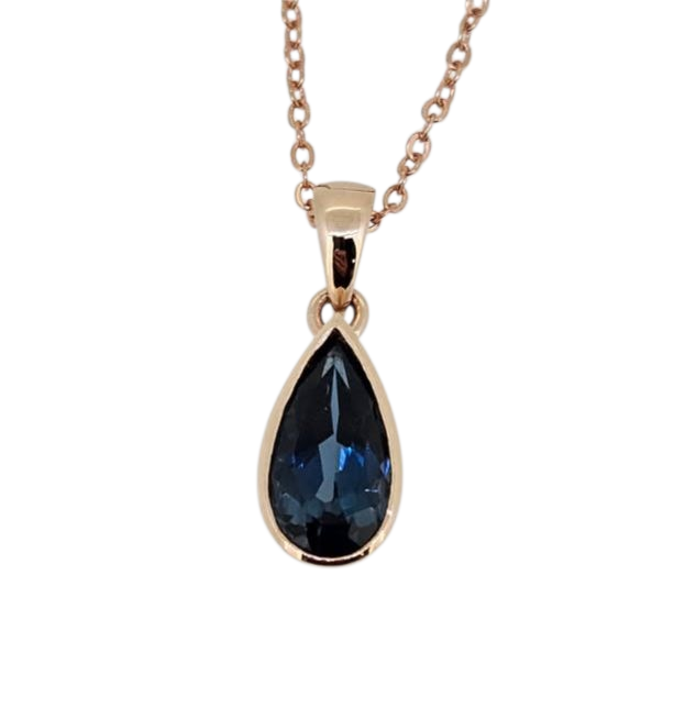 Long Teardrop Pendant - London Blue Topaz