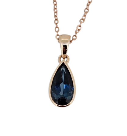 Long Teardrop Pendant - London Blue Topaz